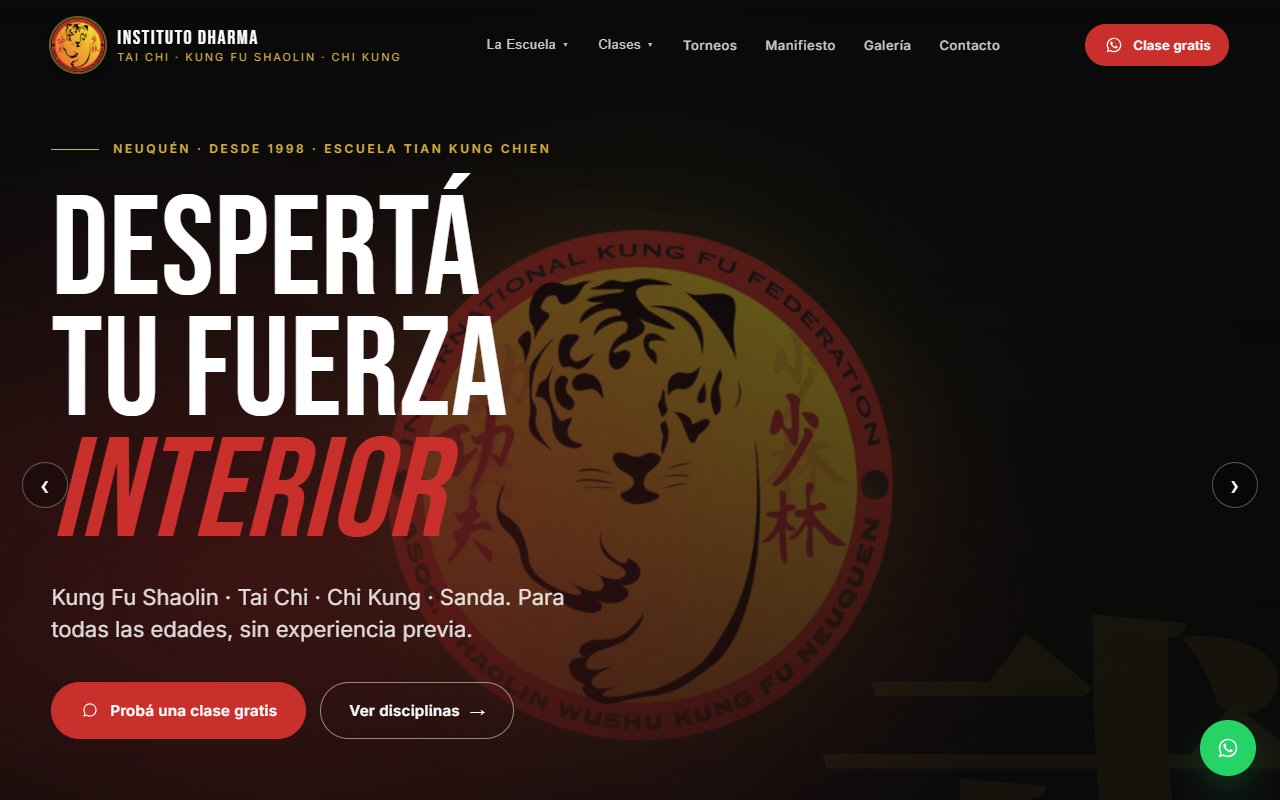 Sitio de Instituto Dharma, Kung Fu Neuquén